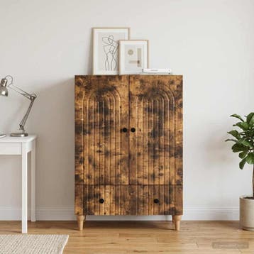 vidaXL Dressoir Gerookt eiken 66 x 34,5 x 95 cm Bewerkt hout, Huis en Inrichting, Verzenden, Nieuw