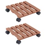 vidaXL Plantentrolleys 2 st 30x30x7,5 cm HKC bruin, Tuin en Terras, Bloembakken en Plantenbakken, Verzenden, Nieuw