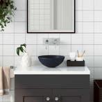 vidaXL Wastafel rond keramiek donkerblauw, Verzenden, Nieuw