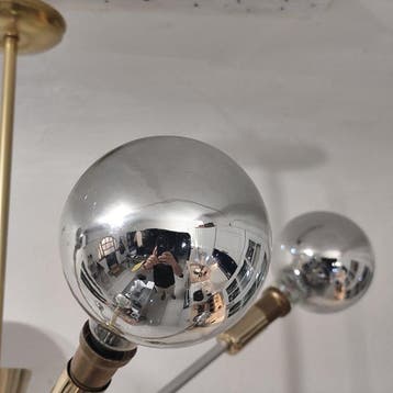 Plafondlamp - Messing, Metaal, Glas, Chroom, Aluminium -