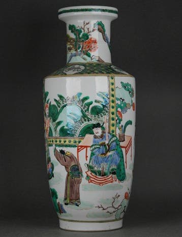 Vaas - Porselein - China - Grote Famille Verte paviljoenvaas