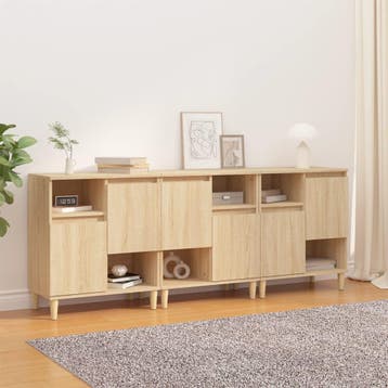 vidaXL Dressoirs 3 st 60x35x70 cm bewerkt hout sonoma, Verzenden