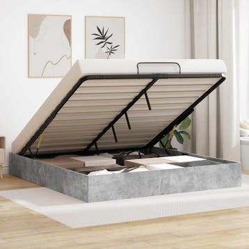vidaXL Ottoman Bedframe Beton Grijs 160 x 200 cm, Verzenden, Nieuw