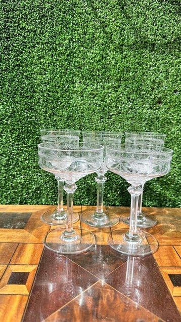 Service de boisson - Cristal - 5 verres, Antiquités & Art