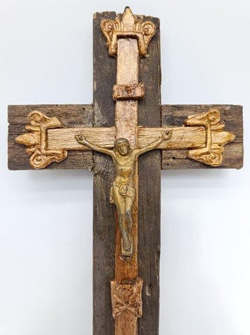 Crucifix - Verguld brons, Verguld hout - 19e eeuw, Antiek en Kunst