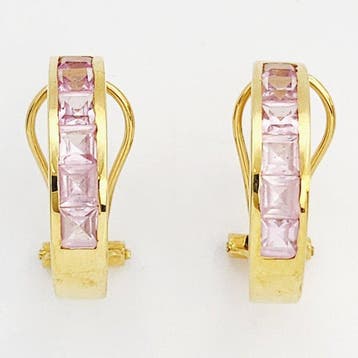 Oorbellen - 18 karaat Geel goud - 1.44ct. tw. Synthetische, Nieuw