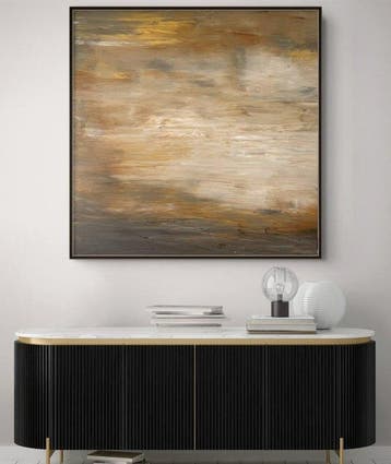 Irina Morisch - Golden light -XXL square original abstract, Antiek en Kunst