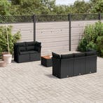 vidaXL 6-delige Loungeset met kussens poly rattan zwart, Verzenden, Loungeset