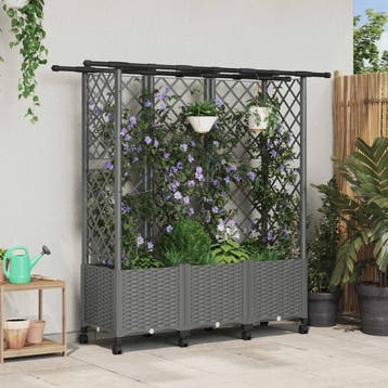 vidaXL Verhoogd Bed met Trellis en Dak Lichtgrijs 163,5 x 40, Verzenden