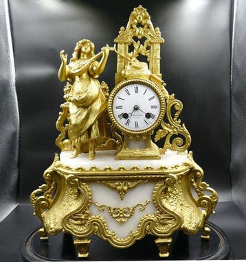 Figurale pendule - Ehrenbach - Zinklegering, Albast -