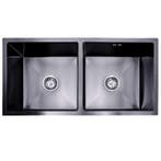 Lendo Online Dubbele Spoelbak 87x44x20 cm RVS Zwart, Huis en Inrichting, Verzenden, Nieuw
