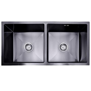 Lendo Online Dubbele Spoelbak 87x44x20 cm RVS Zwart, Verzenden, Nieuw