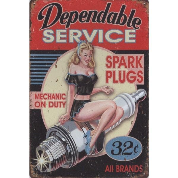 Wandbord -  Dependable Service Spark Plugs Pin Up, Huis en Inrichting, Woonaccessoires | Wanddecoraties, Nieuw