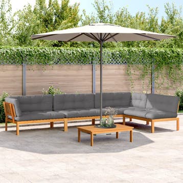 vidaXL 5-delige Loungeset pallet met kussens massief, Verzenden