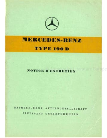 1958 MERCEDES BENZ 190 D INSTRUCTIEBOEKJE FRANS, Auto diversen, Handleidingen en Instructieboekjes