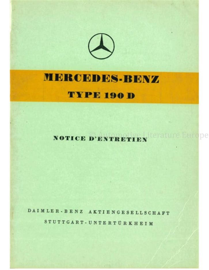 1958 MERCEDES BENZ 190 D INSTRUCTIEBOEKJE FRANS, Auto diversen, Handleidingen en Instructieboekjes