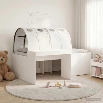 vidaXL Bedframe met Tunnel met plank 3 st Wit Bewerkt hout, Verzenden