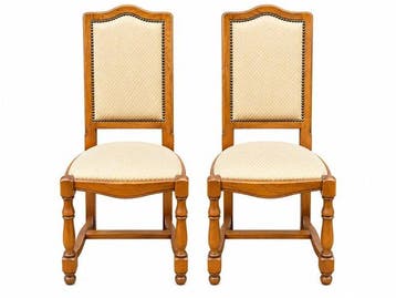 Chaise de salle à manger (2) - Chêne, tissu clous - style