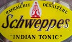 Oude en authentieke reclameplaat van glas SCHWEPPES. -, Antiek en Kunst