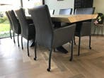 Set van 8 leren eetkamerstoelen - met wieltjes en, Huis en Inrichting, Stoelen, Ophalen of Verzenden, Nieuw, Eén
