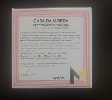 Portugal. 5 Euro 2019 25 de Abril Proof (Zonder