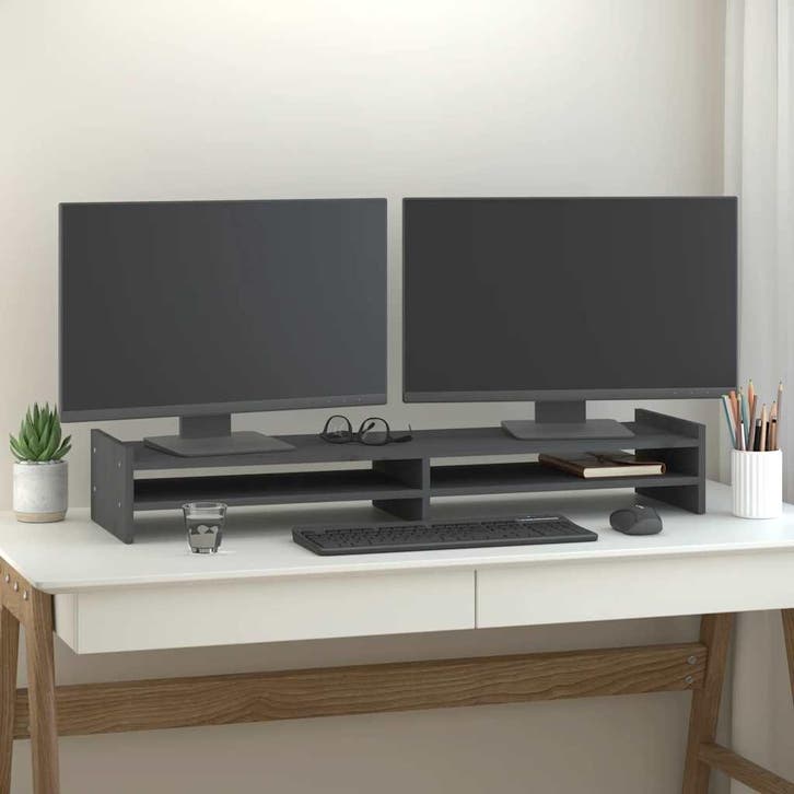 vidaXL Monitorstandaard 100x27x15 cm massief grenenhout, Computers en Software, Overige Computers en Software, Nieuw, Verzenden