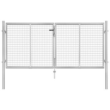 vidaXL Tuinpoort gegalvaniseerd staal 306x100 cm zilver, Verzenden, Nieuw