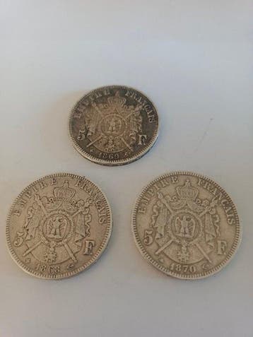 France. Napoléon III. 5 Francs 1868/1870 (3 monnaies) (Sans