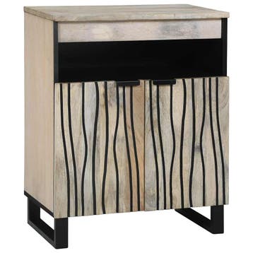 vidaXL Notenhouten Media Cabinet Wit en Zwart 60 x 33 x 75, Huis en Inrichting, Verzenden, Nieuw