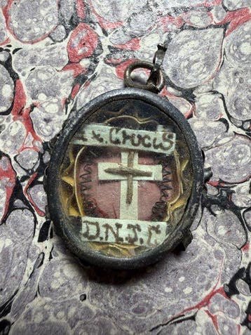 Reliekhouder - Zilver, Glas, Textiel - 1750-1800 - Santa