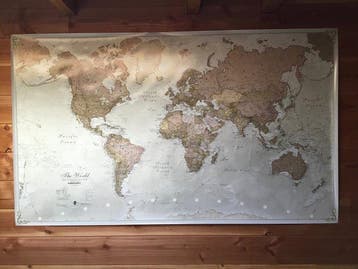 Belle grande carte du monde au style ancien - Carte scolaire