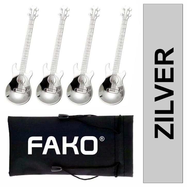 Fako Bijoux - Theelepel / Koffielepel Gitaar - Zilver - 4, Huis en Inrichting, Keuken | Bestek, Verzenden