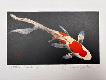 Little Comet 4 Fortune Carp Koi fish on Black - Limited