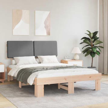 vidaXL Bedframe met Gevoerde Hoofdbord Lichtgrijs 140 x 190, Verzenden, Nieuw