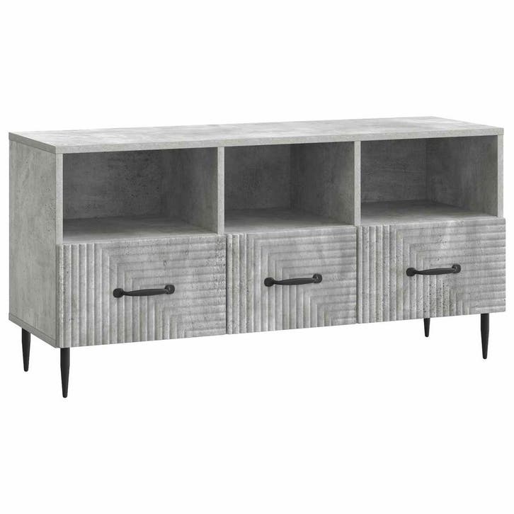 vidaXL TV Kast met lade Betongrijs 102 x 34,5 x 50 cm, Huis en Inrichting, Kasten |Televisiemeubels, Nieuw, Verzenden