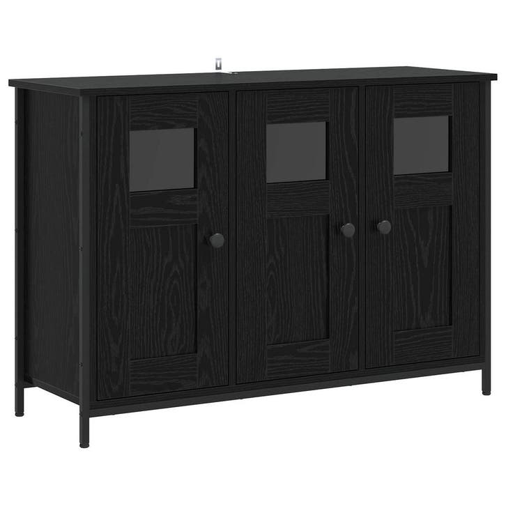 vidaXL Dressoir Zwart eiken 100 x 35 x 70 cm Bewerkt hout, Huis en Inrichting, Kasten | Dressoirs, Nieuw, Verzenden