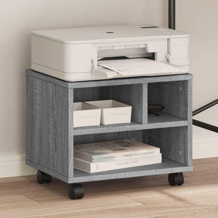vidaXL Printerkastje met wielen 41x32x34,5 cm grijs sonoma, Computers en Software, Printers, Nieuw, Verzenden