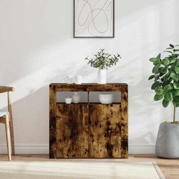 vidaXL Dressoir met LED-verlichting 80x35x75 cm bruin eiken, Verzenden