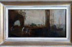 Nederlandse school (XVII) - Harbor Scenery with ships and, Antiek en Kunst, Kunst | Schilderijen | Klassiek