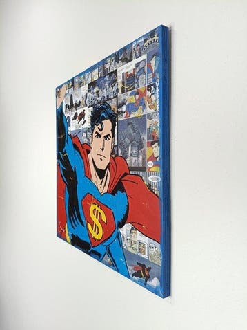 Cris Lioci - $uperman Pop Art, Antiquités & Art, Art | Peinture | Moderne
