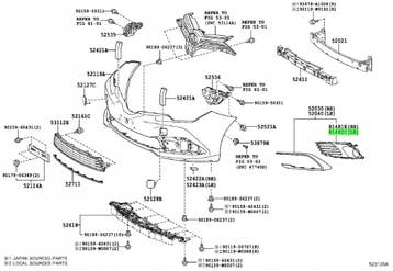 Toyota Auris II lift - linker voorbumper rooster 81482-02590, Verzenden, Gebruikt