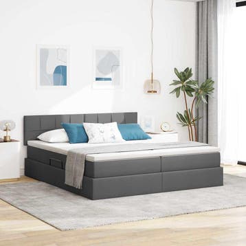 vidaXL Opbergbed met matras Donkergrijs 180 x 200 cm, Verzenden