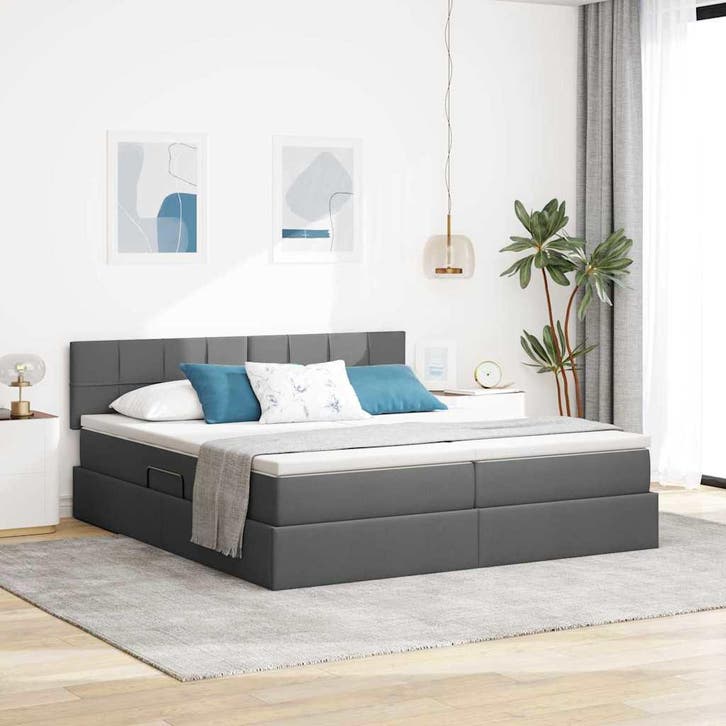 vidaXL Opbergbed met matras Donkergrijs 180 x 200 cm, Maison & Meubles, Chambre à coucher | Lits, Envoi