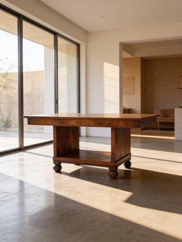 Eettafel - Walnoot, Wortelnotenhout, Hout, Metaal