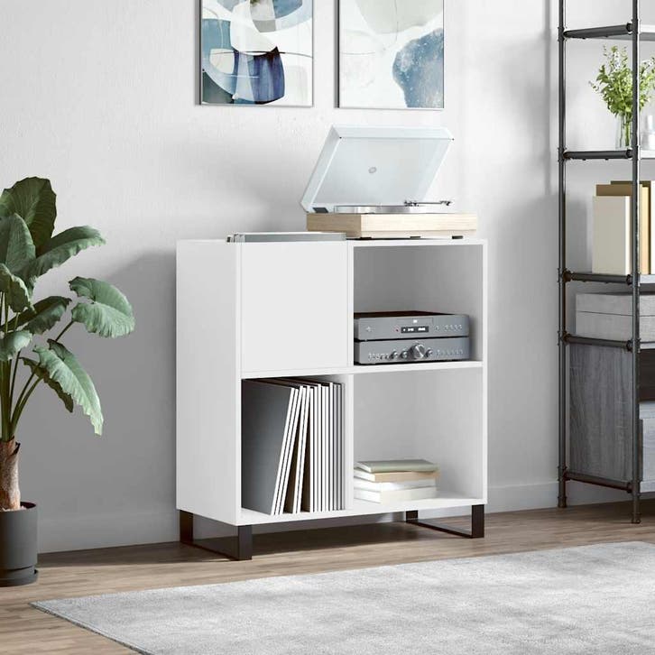 vidaXL Platenkast 84,5x38x89 cm bewerkt hout wit, Huis en Inrichting, Woonaccessoires | Cd- en Dvd-rekken, Nieuw, Verzenden