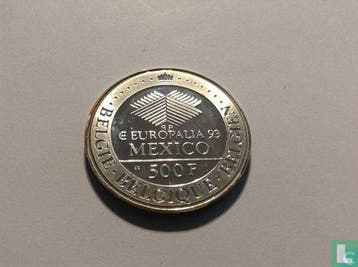 België 500 francs 1993 Europalia - Mexico-tentoonstelling, Timbres & Monnaies, Verzenden, Losse munt
