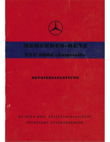 1959 MERCEDES BENZ TYPE 300D AUTOMATIC INSTRUCTIEBOEKJE