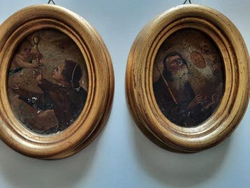 Italiaanse school (XVII) - Coppia Immagini Sacre