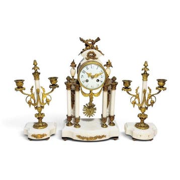 Klok - Antiek Brons, Marmer, Messing - 1850-1900