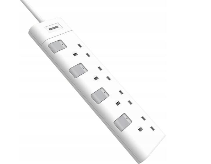 2dekans | Philips verlengkabel strip 2 m 4 stopcontacten wit, Computers en Software, Overige Computers en Software, Ophalen of Verzenden